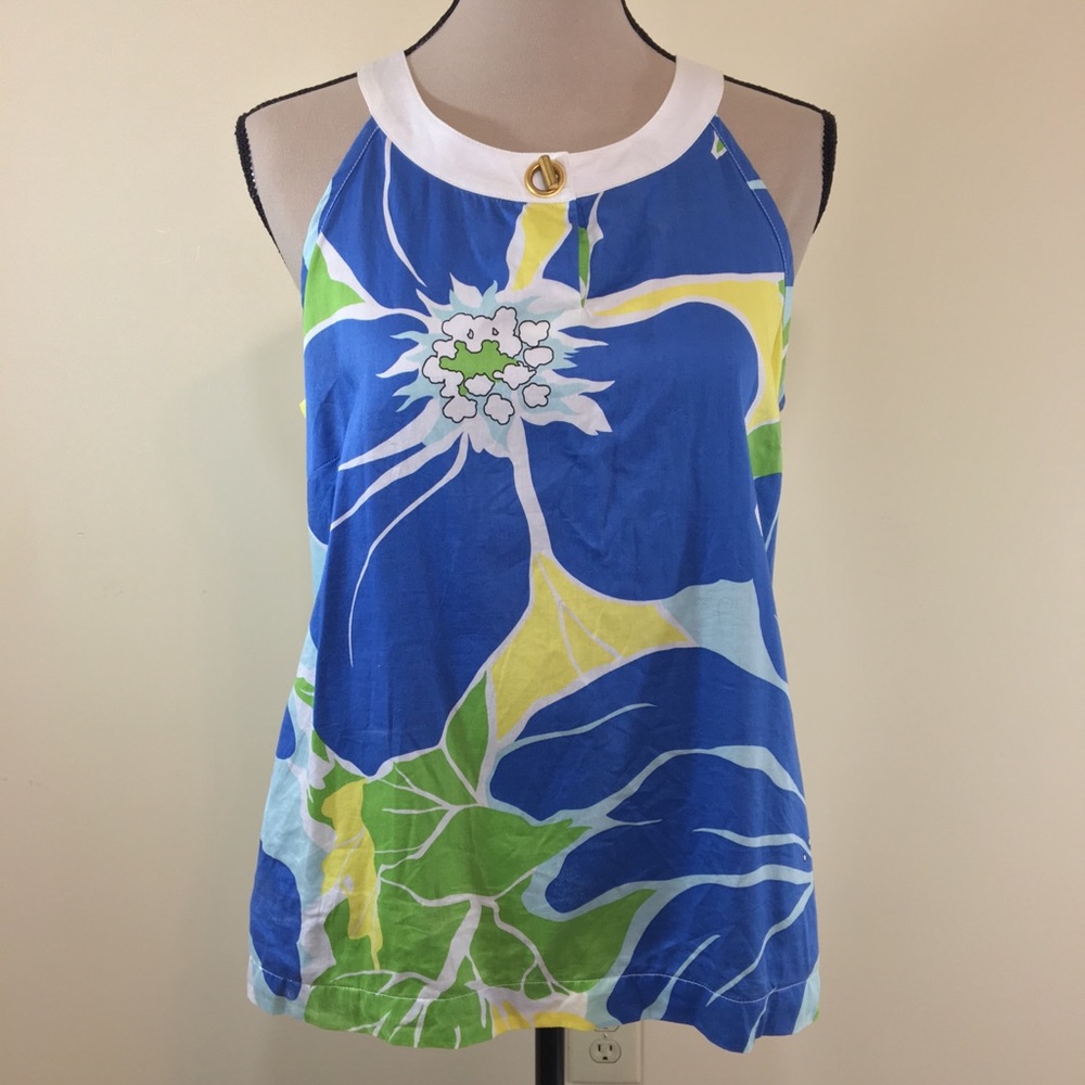 Tommy Hilfiger Cotton Keyhole Flower Print Pockets